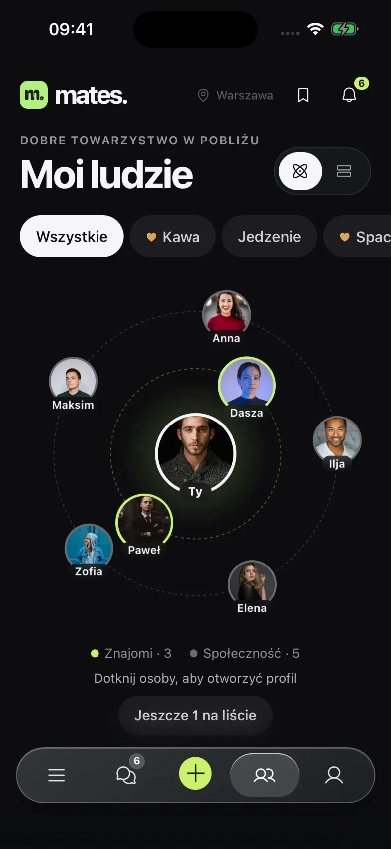 Moi ludzie w Mates: znajomi ze spotkań, przykład demonstracyjny